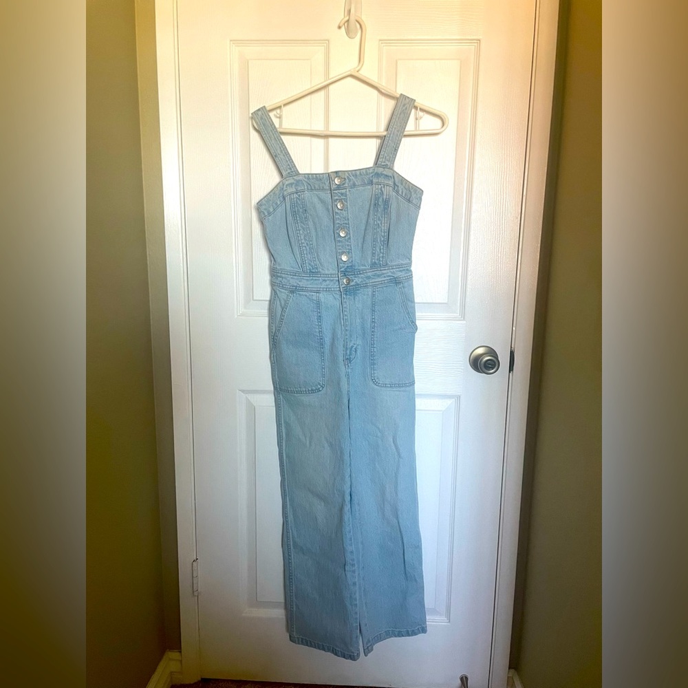 Madewell women’s button down denim overalls
